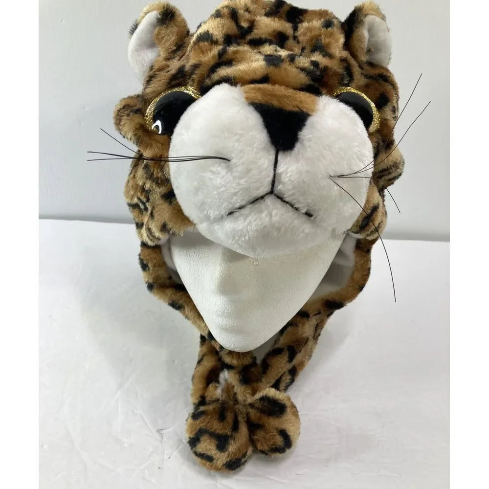 Plush‎ Funny Animal Hats with Fleece Lining Super Soft Warm Hat Ear Flaps EUC
